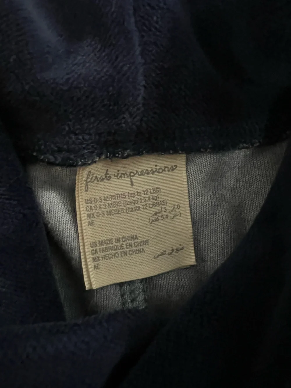First Impressions Navy and Green Plaid Shawl Collar Fleece One-Piece 0-3M